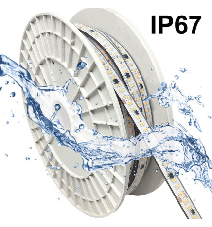 Striscia LED 220V | 120xLED/m | 20m | SMD2835 | 1450Lm/M | 14W/M | IP67 | Corte cada 10cm