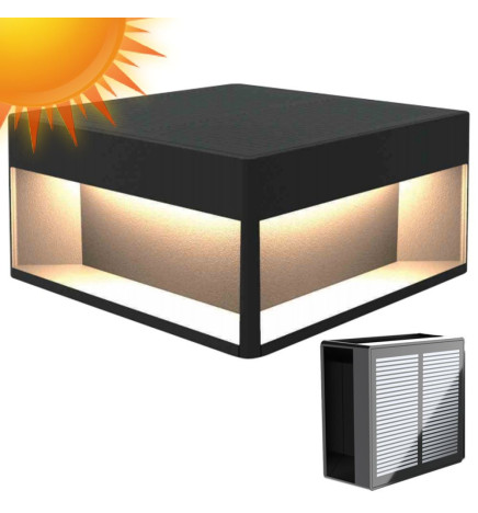 Luminária Solar LED 5W Chip - Parede - Quadrada - Alumínio - 20x20cm