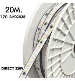 Striscia LED 220V | 120xLED/m | 20m | SMD2835 | 1450Lm/M | 14W/M | IP67 | Corte cada 10cm