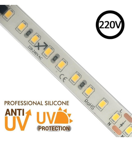 Striscia LED 220V | 120xLED/m | 20m | SMD2835 | 1450Lm/M | 14W/M | IP67 | Corte cada 10cm