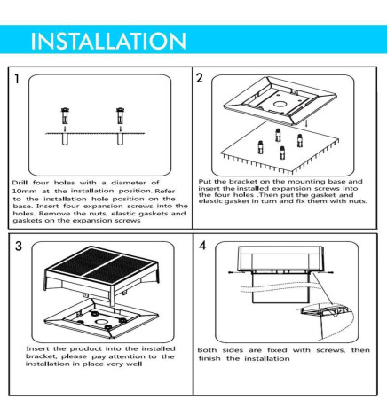 Baliza Solar LED 5W Chip - Sobremuro -  Cuadrada - Aluminio - 20x20cm