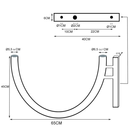 Curved bracket for street lamp - for Post and Wall - Galvanized Steel - 1m.