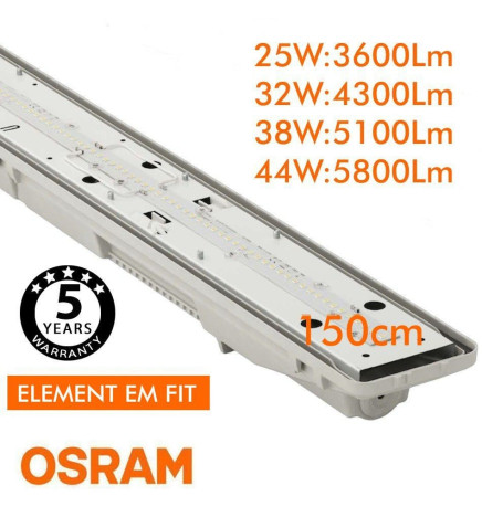 Integrated-LED Tri-Proof Light -  44W-38W-32W-25W -  OSRAM Driver - 150cm
