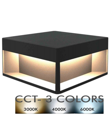 Luminária Solar LED 5W Chip - Parede - Quadrada - Alumínio - 20x20cm