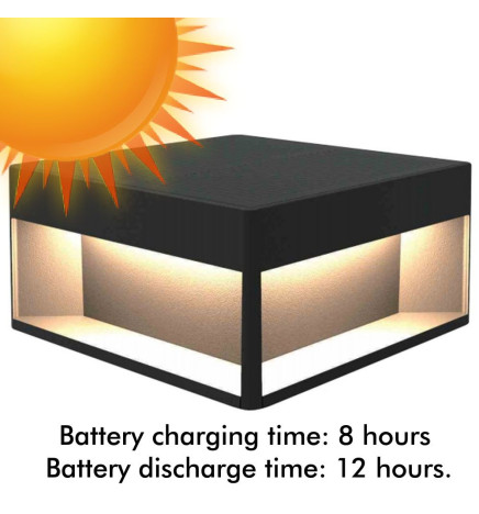 Solar LED-fyr 5W Chip - Väggmonterad - Kvadratisk - Aluminium - 20x20cm