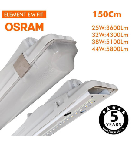 Integrated-LED Tri-Proof Light -  44W-38W-32W-25W -  OSRAM Driver - 150cm