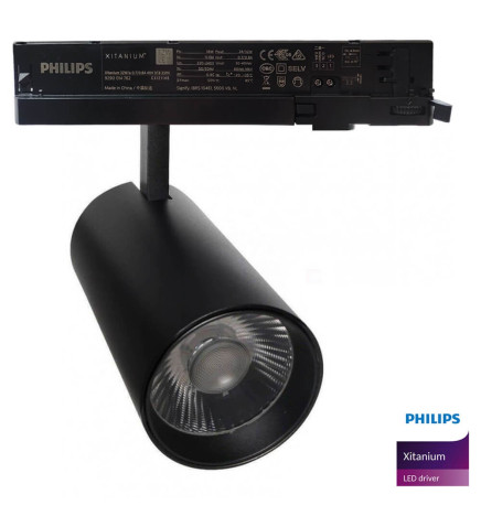 LED Tracklight  40W - 34W - MAYA - Black -  3-PHASE Rails DRIVER PHILIPS - CRI+92 - UGR13 - HIGH LUMEN 140Lm/W