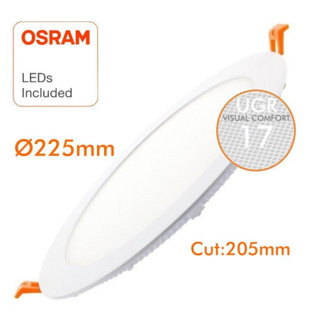 Placa Slim LED Circular 24W - UGR17 - OSRAM CHIP DURIS E 2835