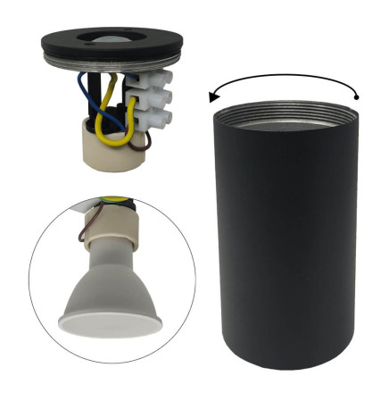 Applique Soffitto Alluminio Nero - GU10 LED - IP65