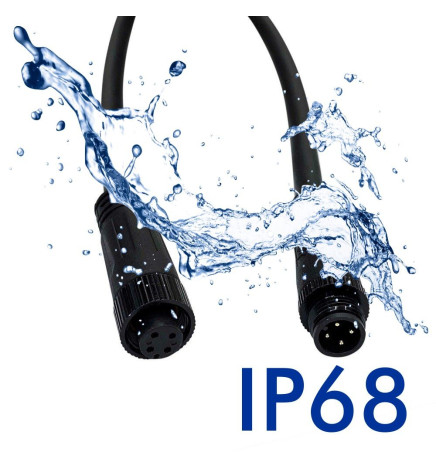 Cavo con connettore impermeabile 12V-24V - IP68 - M8 - Maschio - Femmina