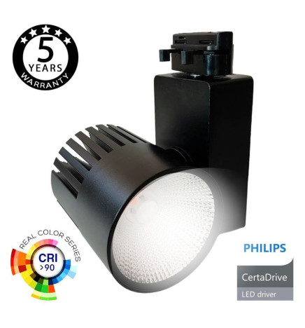 LED Tracklight 40W UPPSALA Black PHILIPS Driver single-phase rails - CRI+98