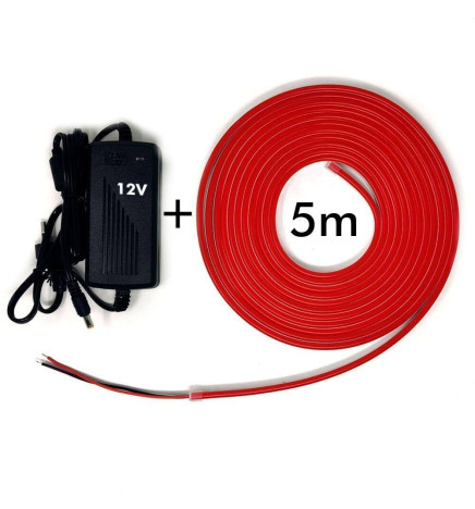LED Stripe Neon Rot LED 6mm 12V + Stromversorgung