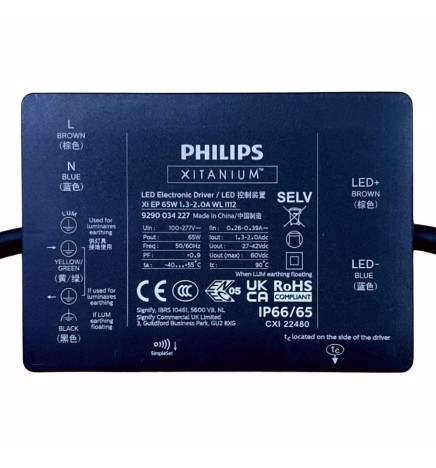 LED optisk modul - 65W - Philips XITANIUM Essential - Xi EP- Programmerbar - HØY LYSSTYRKE 180Lm/W - Bridgelux