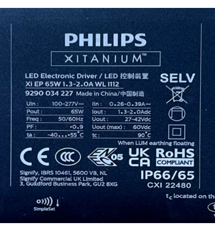 Optisches LED-Modul - 65W- Philips XITANIUM Essential - Xi EP - Programmierbar - HOHE LEUCHTDAUER 180Lm/W