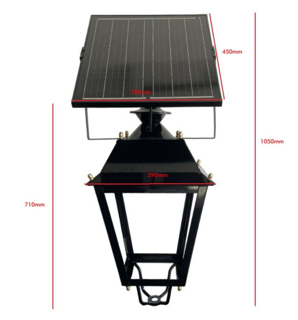 Solcelle-LED-lysstolpe - Villa - 300W  Chip LUMILEDS - Stål