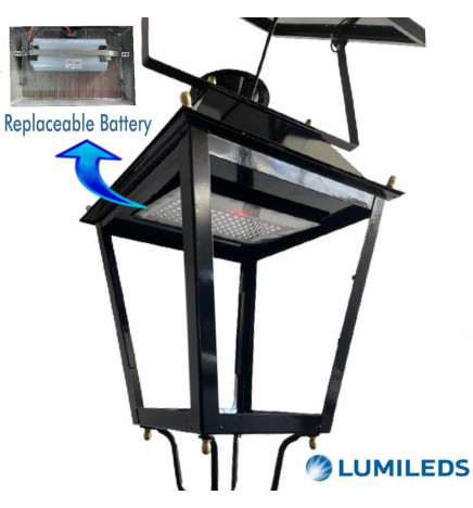 Solcelle-LED-lysstolpe - Villa - 300W  Chip LUMILEDS - Stål