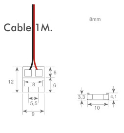 Läpinäkyvä liitin LED-nauhoille - COB + SMD - 8mm - 10mm - IP20