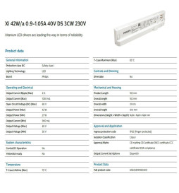 LED Driver - Philips XITANIUM - for 3-phase track XI 36W-42W/a0.9-1.05A 40V DS 3CW 240V - 5 years warranty