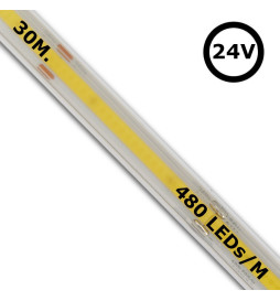 Ruban LED COB 24V | 480 LED/m | 30m | FLIP CHIP | 1200Lm |12W/M | CRI90 | IP20