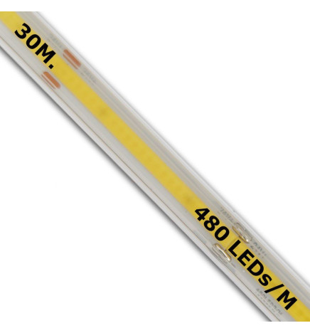Ruban LED COB 24V | 480 LED/m | 30m | FLIP CHIP | 1200Lm |12W/M | CRI90 | IP20