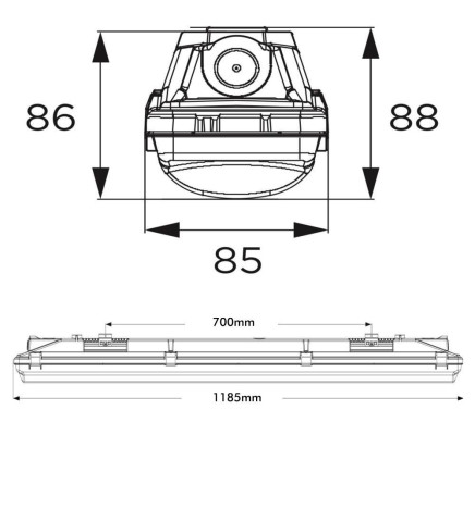 LED Feuchtraumleuchte  Integrierten -PIR-BEWEGUNGSMELDER  - 35W-30W-25W-20W -  OSRAM Driver - 120cm