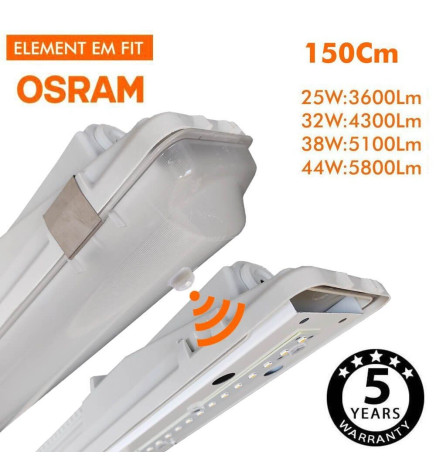 Integrated-LED Tri-Proof Light- PIR MOTION SENSOR -  44W-38W-32W-25W -  OSRAM Driver - 150cm