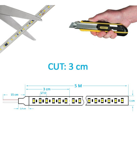 Tira LED 24V | 238xLED/m | 5m | SMD2835 | 2200Lm | 20W/M | IP20