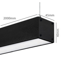 LED 56W Lineær - 2 meter - Sort - Lysskinne + POSTDAM Pendel - UGR17