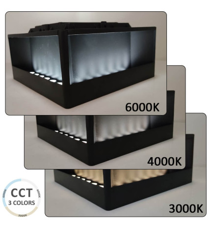 Solar LED-fyr 5W Chip - Väggmonterad - Kvadratisk - Aluminium - 20x20cm