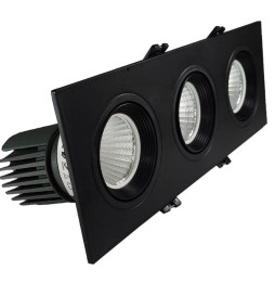 LED Downlight - 45W - Justerbar -   SORT -  Tredobbelt - CRI+92 - UGR13