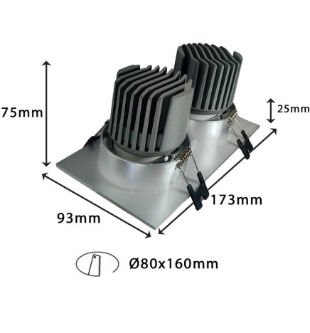 Encastré LED 30W - Orientable - BLANC Double - CRI+92 - UGR13