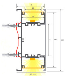 LED-Væglampe  -Lineær - WASHINGTON SORT - 0,5 m - 1 m - 1,5 m - 2 m - IP54