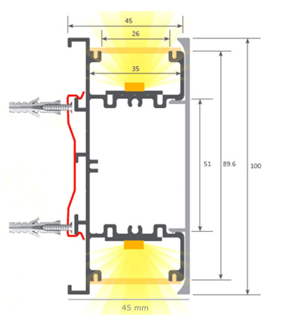 Applique LED lineare - WASHINGTON NERO - 0.5m - 1m - 1.5m - 2m - IP54