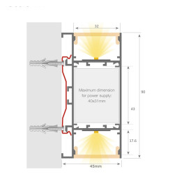 LED-Seinävalaisin - Lineaarinen - OULU MUSTA - 0.44m - 0.94m - 1.44m - 1.94m - IP54