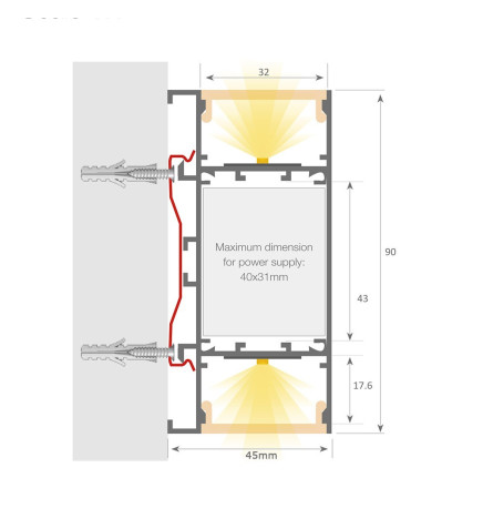 LED-Seinävalaisin - Lineaarinen - OULU MUSTA - 0.44m - 0.94m - 1.44m - 1.94m - IP54