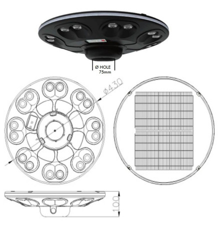 Solcelledrevet LED-lyktestolpe - HAGE - ABS - 4000K + Fjernkontroll