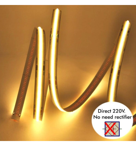 Fita LED COB 220V | CUSTOM CUT | 840 LED/m | 50m | FLIP CHIP | 1500Lm |16W/M | CRI90 | IP67 | Corte 10cm