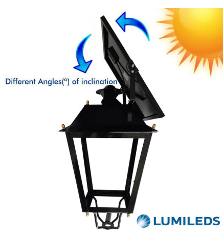 Solcelle-LED-lysstolpe - Villa - 300W  Chip LUMILEDS - Stål