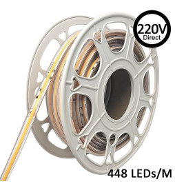 Ruban LED COB 220V | 320 LED/m | 20m | FLIP CHIP | 1200Lm | 12W/M | CRI92 | IP67  | Coupe tous les 25 cm