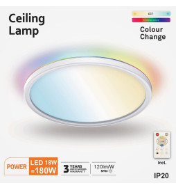 LED-kattovalaisimen pyöreä pinta RGB+CCT - Control Remoto - Chip Lumileds