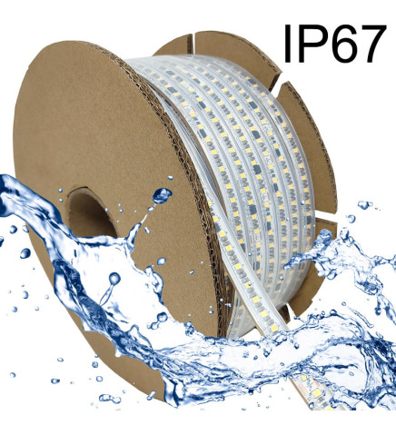 Ruban LED 220V PHOTOGRAPHIE VIDÉO | A LA COUPE | 120 LED/m | 50m | SMD2835 | 1800Lm/W | 14W/M | IP67 | Coupe  10 cm