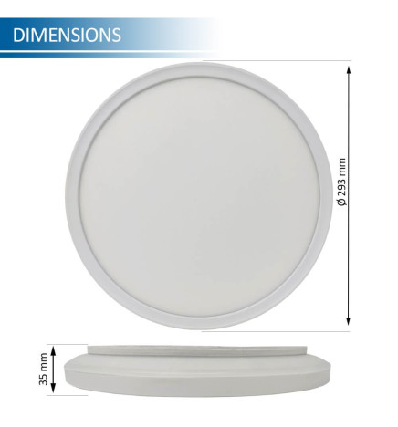 LED taklampe overflate 20W - 4000K - Chip Lumileds