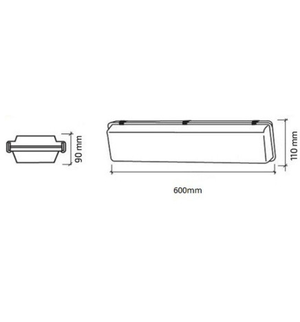 Vattentät armatur för två LED-lysrör IP65 60cm