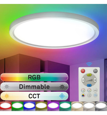 LED-kattovalaisimen pyöreä pinta RGB+CCT - Control Remoto - Chip Lumileds