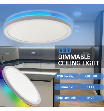 LED-kattovalaisimen pyöreä pinta RGB+CCT - Control Remoto - Chip Lumileds