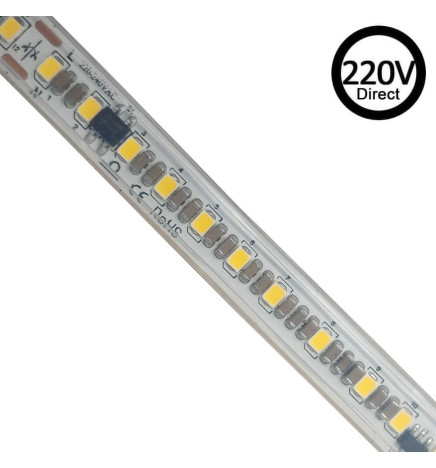 Ruban LED 220V PHOTOGRAPHIE VIDÉO | A LA COUPE | 120 LED/m | 50m | SMD2835 | 1800Lm/W | 14W/M | IP67 | Coupe  10 cm