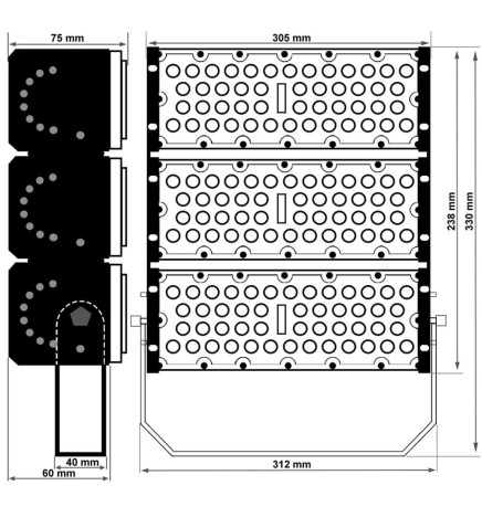 150W LED  Floodlight MAGNUM AIR  180Lm/W 136ºx78º