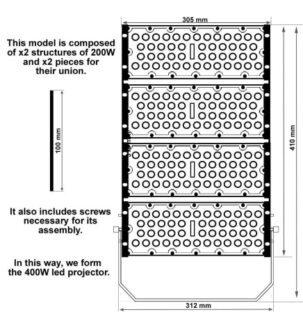 LED projektør 400W DOB MAGNUM OSRAM Chip SMD3030-3D 180Lm / W 60º