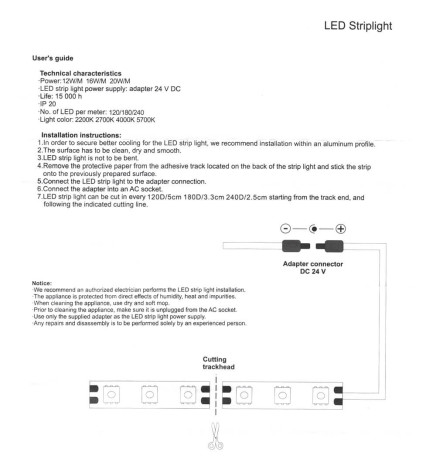 Striscia LED 24V | 120xLED/m | 5m | SMD2835 | 1100Lm | 12W/M | IP20
