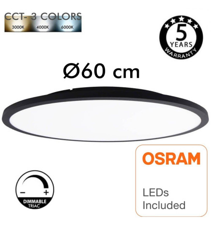 40W LED-taklampe for overflate DIMBAR - OSLO - svart - VALGbar FARGE - CCT